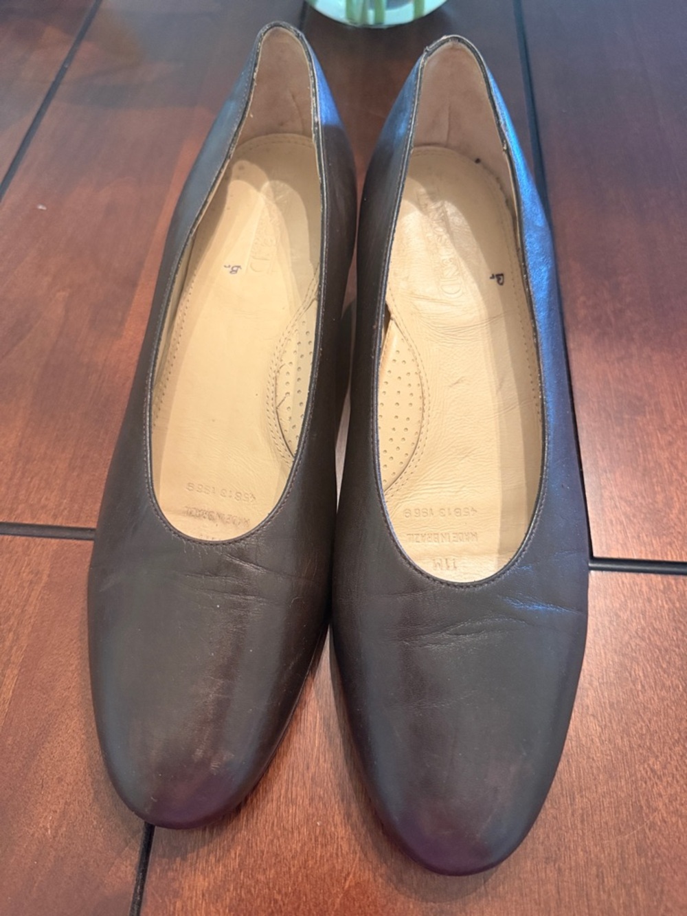 Lands' End Black Leather Slip-On Flats